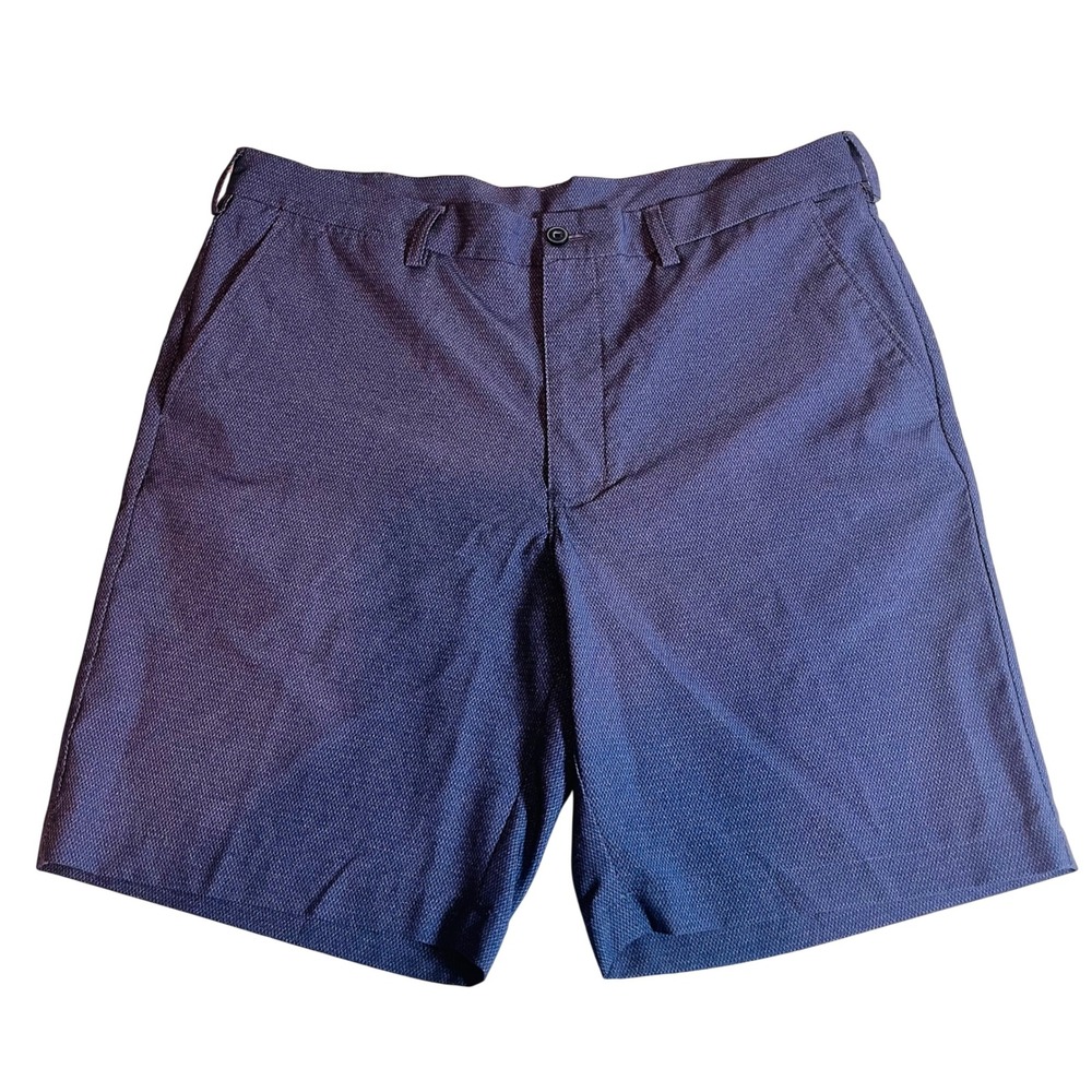 PGA Tour Mens Blue Textured‎ Performance Golf Shorts Size 36 Stretch Flat Front